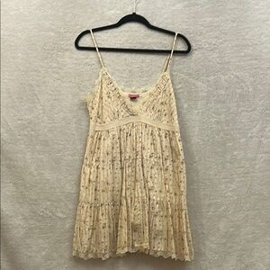 Lola Tiered Camisole Mini Dress in Cream and Pink